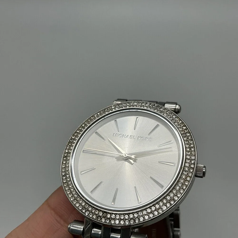 Michael Kors Womens Watch 39mm Silver Tone Crystals MK3190 New Battery 7